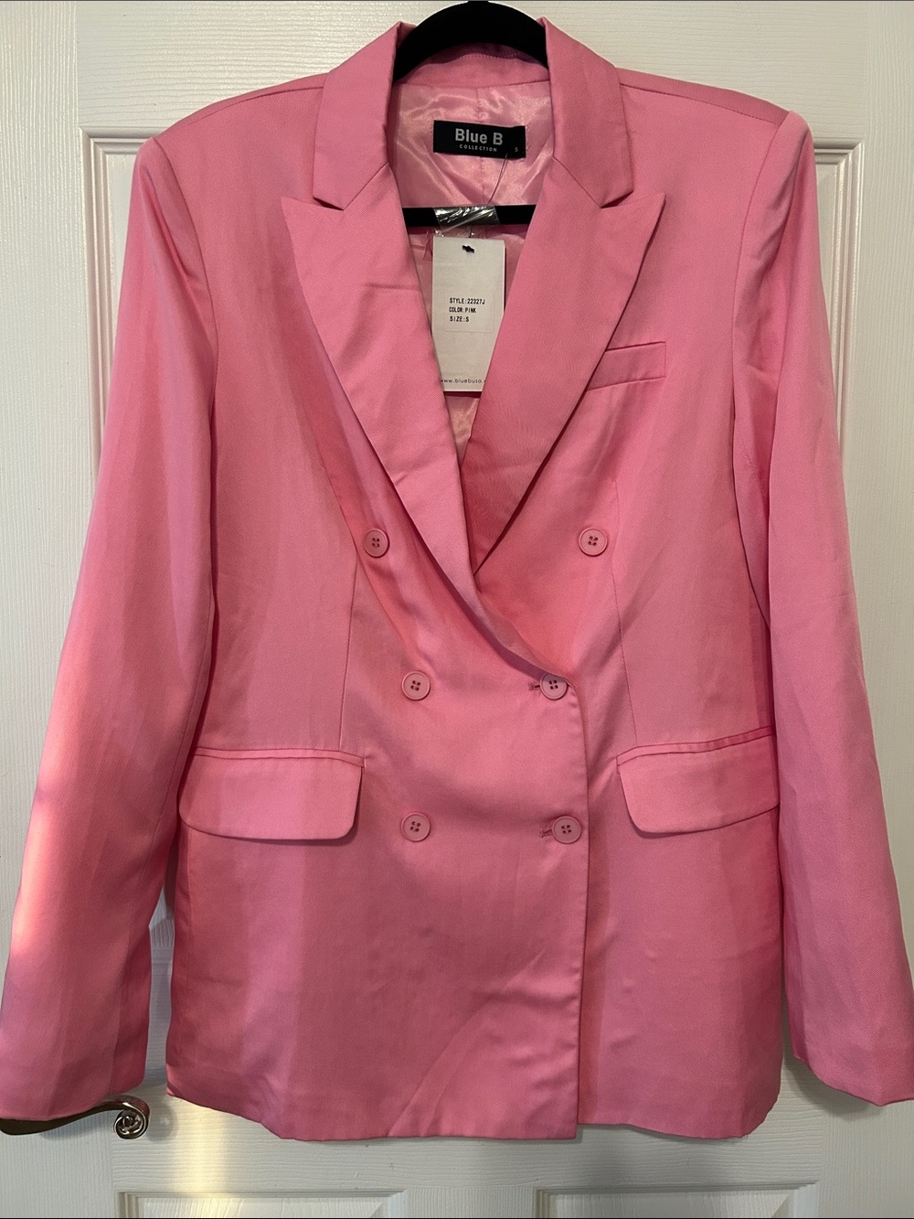 Blue B Pink Double-Breasted Blazer Jacket